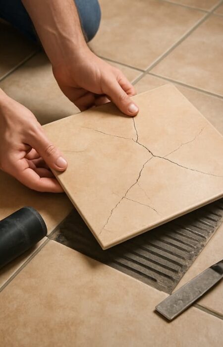 wymienić uszkodzoną płytkę ceramiczną