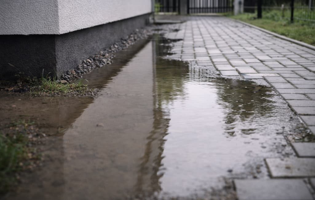 Dlaczego przy domu tworzą się kałuże mimo utwardzonego terenu Dlaczego przy domu tworzą się kałuże mimo utwardzonego terenu